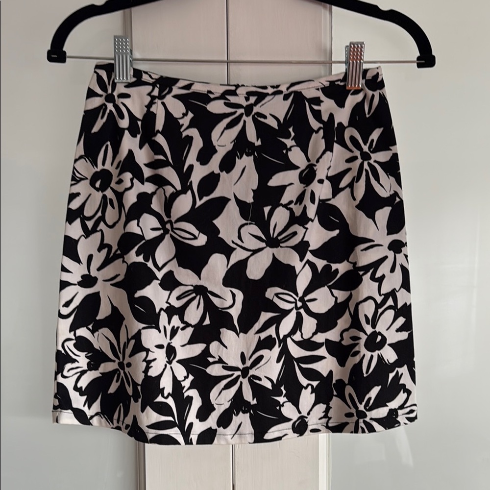 Floral Black and White Women's Skirt